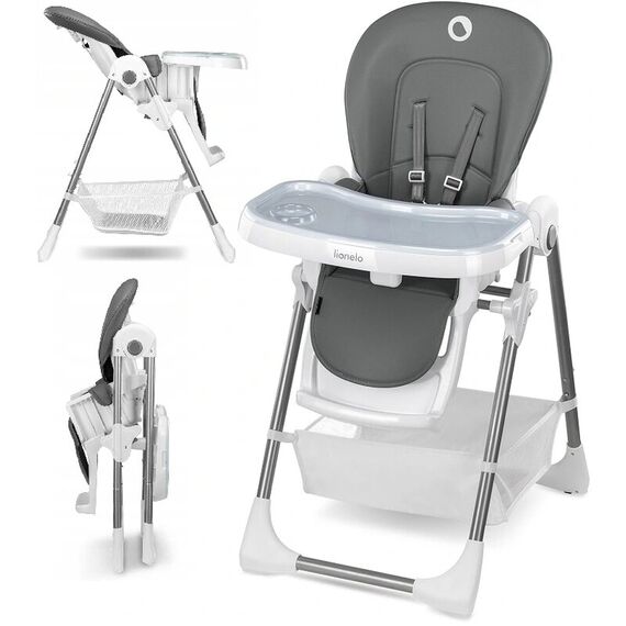 Scaun de masa, Lionelo, Linn Plus, Reglabil, 6 Pozitii pe inaltime, Spatar reglabil in 3 pozitii, Din metal, Conform cu standardul europeane de securitate EN14988, Gri, Culoare: Gri - poza 3 - ExclusivMAG.ro