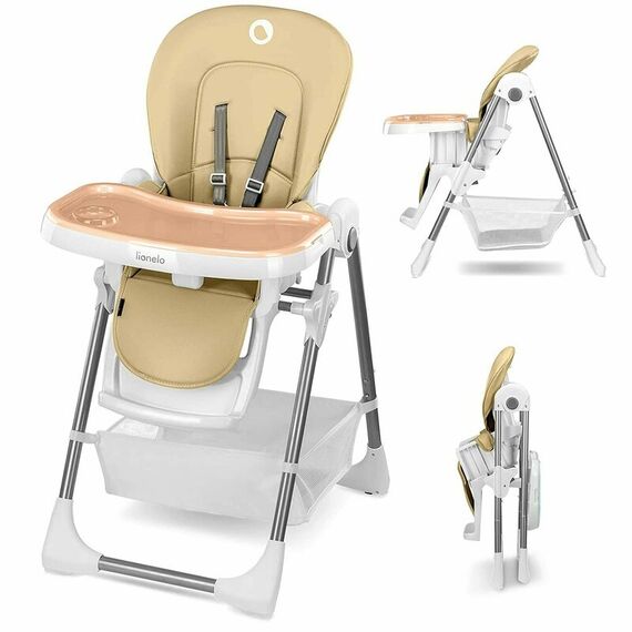 Scaun de masa, Lionelo, Linn Plus, Reglabil, 6 Pozitii pe inaltime, Spatar reglabil in 3 pozitii, Din metal, Conform cu standardul europeane de securitate EN14988, Bej, Culoare: Crem - poza 3 - ExclusivMAG.ro