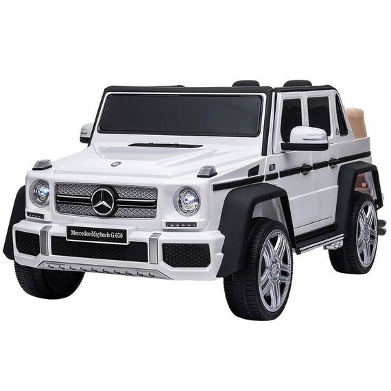 Masinuta electrica Chipolino SUV Mercedes Maybach G650 white cu scaun din piele si roti EVA, Culoare: Alb, Capacitate acumulator: 12V  - ExclusivMAG.ro