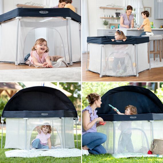 Tarc de joaca Graco EverGo Dotty, Culoare: Gri, Dimensiuni: 140x70 - poza 8 - ExclusivMAG.ro