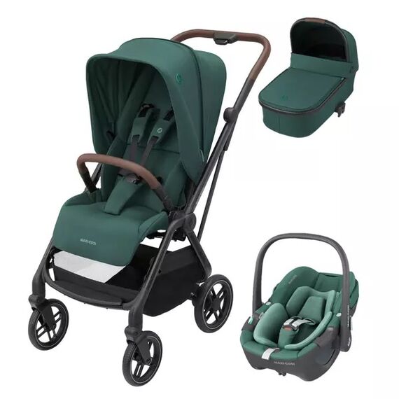 Sistem 3in1 Maxi-Cosi Leona2 ESSENTIAL GREEN, Culoare: Verde, Model: 3 in 1  - ExclusivMAG.ro