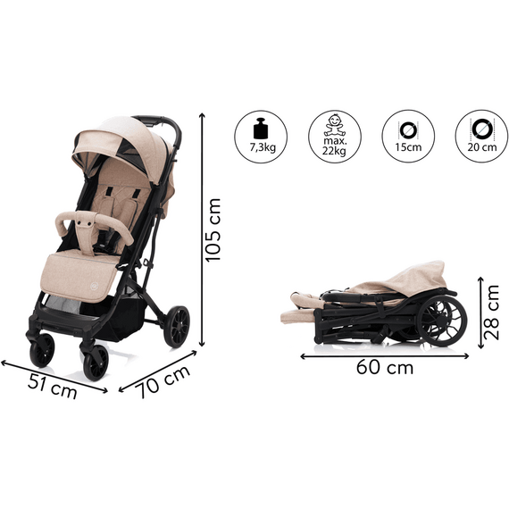 Carucior sport Elite Styler - sand melange- Fillikid, Culoare: Crem - poza 9 - ExclusivMAG.ro