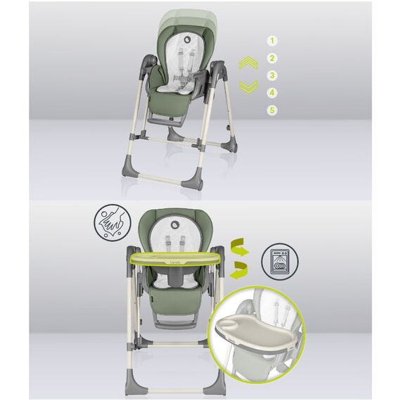 Lionelo - Scaun de masa si balansoar, 2 in 1, Laurice, 0 luni+, Verde, Culoare: Verde - poza 4 - ExclusivMAG.ro