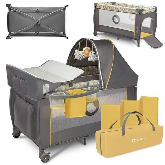 Patut pliant cu doua nivele Lionelo Sven Plus,120x60 cm,Yellow Scandi, Culoare: Galben, Dimensiuni: 120x60 - poza 3 - ExclusivMAG.ro
