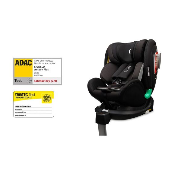 Scaun auto I-size Lionelo Antoon Plus Negru, Rotire 360 grade, 0-18 kg, Testat ADAC, R129 - poza 2 - ExclusivMAG.ro