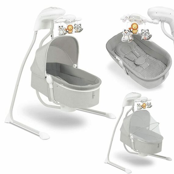 Balansoar electric, Leagan si sezlong pentru bebelusi, Lionelo Henny,3 in 1,Gri Deschis, Culoare: Gri deschis - poza 2 - ExclusivMAG.ro