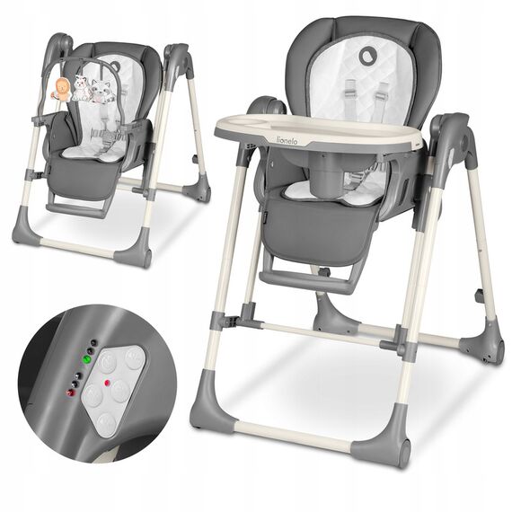 Lionelo - Scaun de masa si balansoar, 2 in 1, Laurice, 0 luni+, Gri, Culoare: Gri - poza 2 - ExclusivMAG.ro