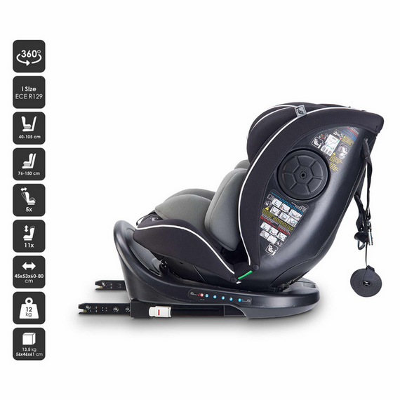 Scaun auto BabyGo Nova2, Black, 40 -150 cm, certificat R129, Culoare: Gri/Negru, Grupa: 0-18kg (0 luni - 4 ani) - poza 7 - ExclusivMAG.ro