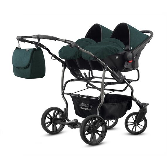Carucior pentru gemeni Mikado GOLDSTAR 3 in 1 GS-17, Culoare: Verde inchis, Model: gemeni - poza 2 - ExclusivMAG.ro
