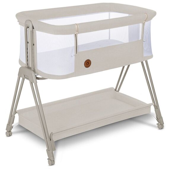 Patut co-sleeper Lionelo Luna, 2 in 1, Cu laterala culisanta, Bej, Culoare: Crem, Dimensiuni: 80x50  - ExclusivMAG.ro