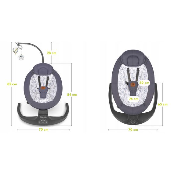 Balansoar si sezlong copii, Lionelo Ralf, 2 in 1, Electric, Cu telecomanda si cablu USB, Gri Grafit, Culoare: Gri - poza 5 - ExclusivMAG.ro