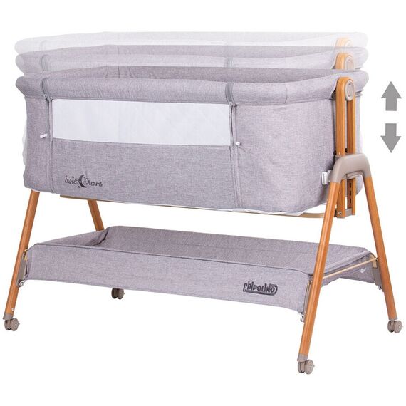 Patut Co-Sleeper Chipolino Sweet Dreams grey wood, Culoare: Gri deschis, Dimensiuni: 90x50 - poza 4 - ExclusivMAG.ro