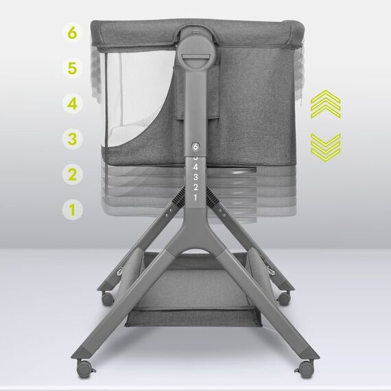 Patut co-sleeper Lionelo Leonie Plus, Pliabil, Cu sistem de leganare, Gri, Culoare: Gri, Dimensiuni: 80x50 - poza 6 - ExclusivMAG.ro