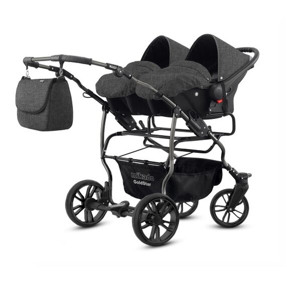 Carucior pentru gemeni Mikado GOLDSTAR 3 in 1 GS-15, Culoare: Gri, Model: gemeni - poza 2 - ExclusivMAG.ro