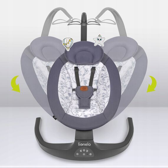 Balansoar si sezlong copii, Lionelo Ralf, 2 in 1, Electric, Cu telecomanda si cablu USB, Gri Grafit, Culoare: Gri - poza 3 - ExclusivMAG.ro