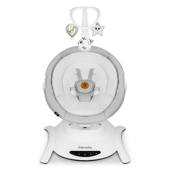 Balansoar multifunctional Lionelo Bella, Electric, Scaun reglabil, Ecran tactil si telecomanda, 6 miscari unice, 5 viteze, Cu melodii, Gri - poza 2 - ExclusivMAG.ro