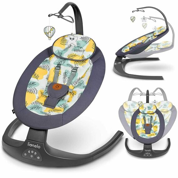 Balansoar si sezlong copii, Lionelo Ralf, 2 in 1, Electric, Cu telecomanda si cablu USB, Gri, Culoare: Multicolor - poza 2 - ExclusivMAG.ro