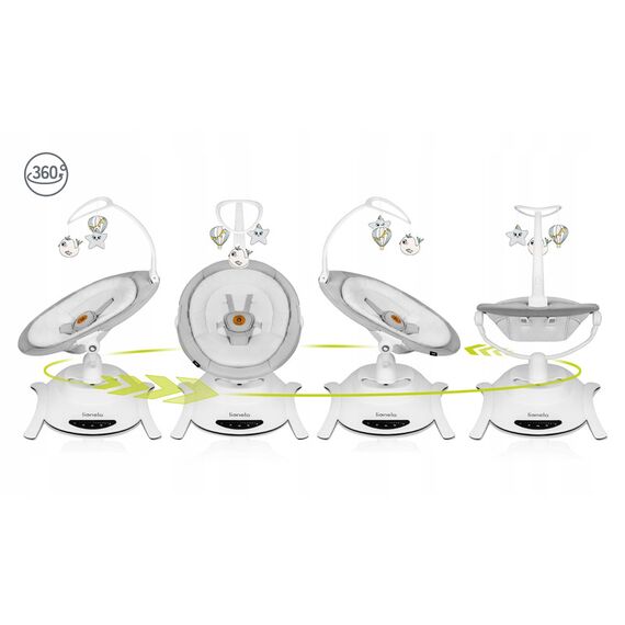Balansoar multifunctional Lionelo Bella, Electric, Scaun reglabil, Ecran tactil si telecomanda, 6 miscari unice, 5 viteze, Cu melodii, Gri - poza 7 - ExclusivMAG.ro