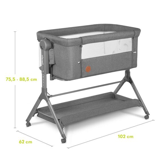 Patut co-sleeper Lionelo Leonie Plus, Pliabil, Cu sistem de leganare, Gri, Culoare: Gri, Dimensiuni: 80x50 - poza 8 - ExclusivMAG.ro
