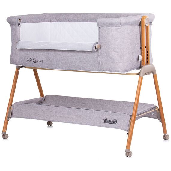 Patut Co-Sleeper Chipolino Sweet Dreams grey wood, Culoare: Gri deschis, Dimensiuni: 90x50 - poza 3 - ExclusivMAG.ro