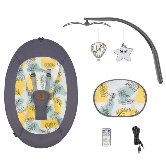 Balansoar si sezlong copii, Lionelo Ralf, 2 in 1, Electric, Cu telecomanda si cablu USB, Gri, Culoare: Multicolor - poza 5 - ExclusivMAG.ro