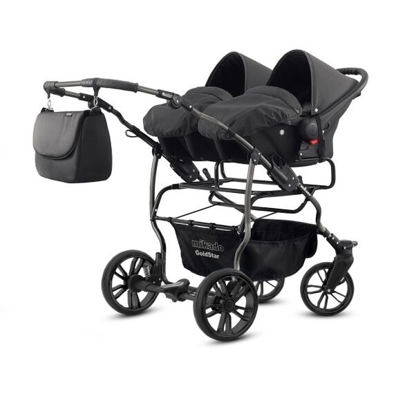 Carucior pentru gemeni Mikado GOLDSTAR 3 in 1 GS-10, Culoare: Gri/Negru, Model: gemeni - poza 2 - ExclusivMAG.ro
