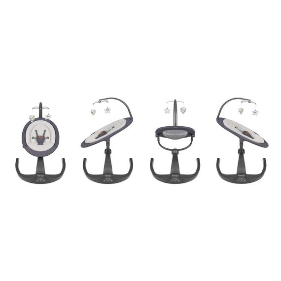 Balansoar si sezlong copii, Lionelo Rina, 2 in 1, Electric, Cu rotire 360 °, Gri - poza 5 - ExclusivMAG.ro