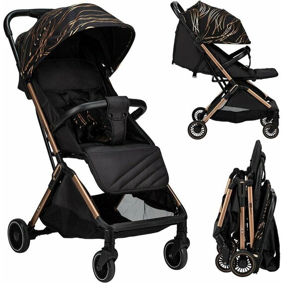 Carucior sport pliabil automat, Unique, FreeON, Gold Rose, Culoare: Negru/Auriu, Model: sport - poza 2 - ExclusivMAG.ro