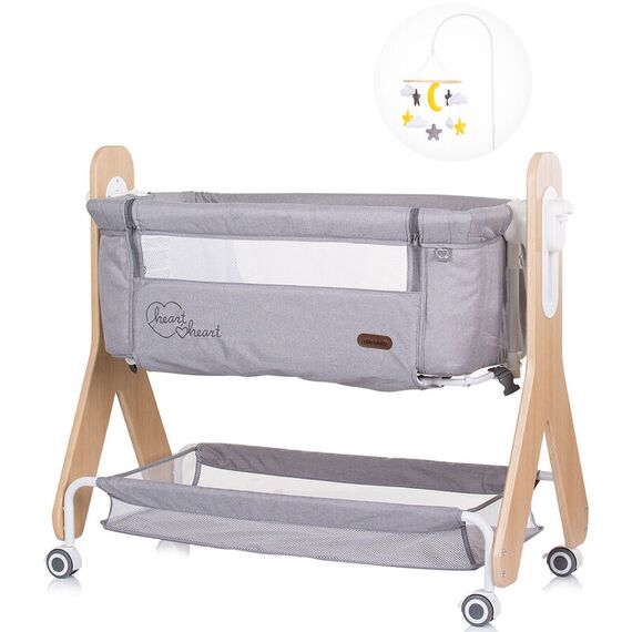 Patut Co-Sleeper Chipolino Heart 2 Heart glacier, Culoare: Gri deschis, Dimensiuni: 90x50 - poza 3 - ExclusivMAG.ro
