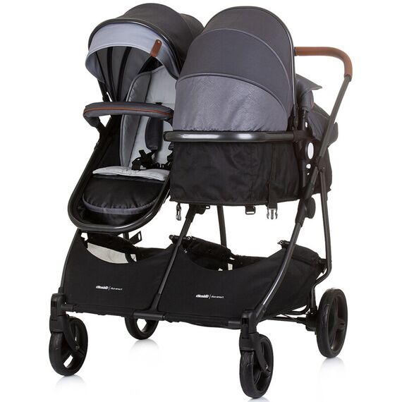 Carucior gemeni Chipolino Duo Smart 2 in 1 silver grey, Culoare: Gri/Negru, Model: gemeni - poza 6 - ExclusivMAG.ro