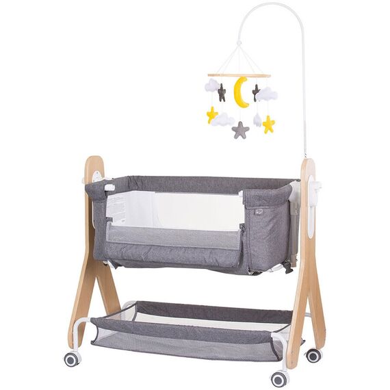 Patut Co-Sleeper Chipolino Heart 2 Heart graphite, Culoare: Gri, Dimensiuni: 90x50  - ExclusivMAG.ro