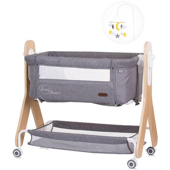 Patut Co-Sleeper Chipolino Heart 2 Heart graphite, Culoare: Gri, Dimensiuni: 90x50 - poza 3 - ExclusivMAG.ro
