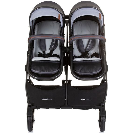 Carucior gemeni Chipolino Duo Smart 2 in 1 silver grey, Culoare: Gri/Negru, Model: gemeni - poza 9 - ExclusivMAG.ro