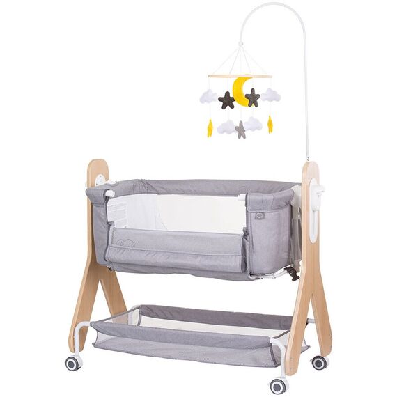 Patut Co-Sleeper Chipolino Heart 2 Heart glacier, Culoare: Gri deschis, Dimensiuni: 90x50  - ExclusivMAG.ro