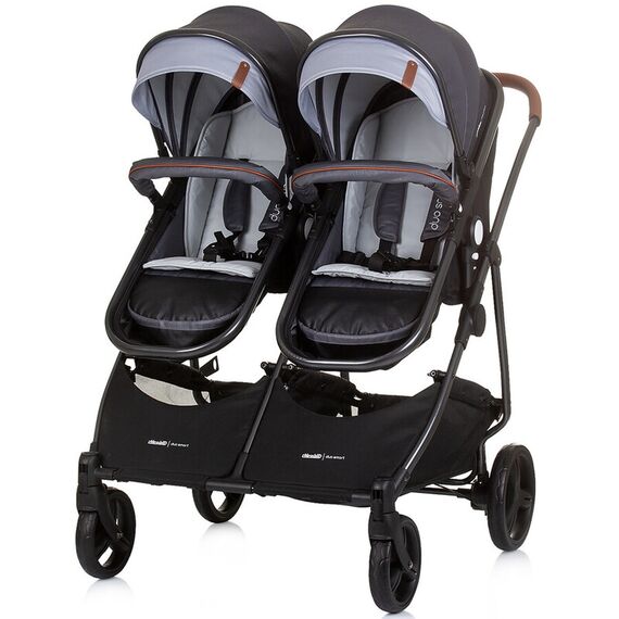 Carucior gemeni Chipolino Duo Smart 2 in 1 silver grey, Culoare: Gri/Negru, Model: gemeni - poza 7 - ExclusivMAG.ro
