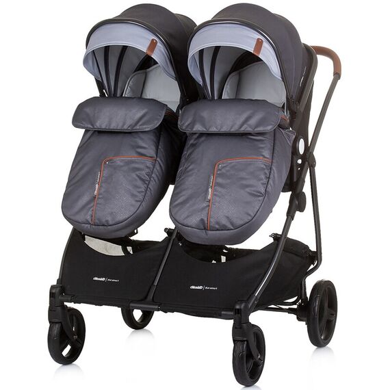 Carucior gemeni Chipolino Duo Smart 2 in 1 silver grey, Culoare: Gri/Negru, Model: gemeni - poza 8 - ExclusivMAG.ro