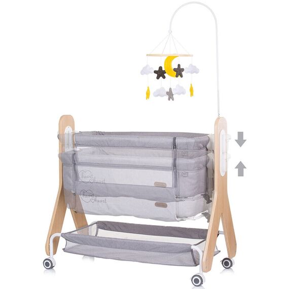 Patut Co-Sleeper Chipolino Heart 2 Heart glacier, Culoare: Gri deschis, Dimensiuni: 90x50 - poza 4 - ExclusivMAG.ro