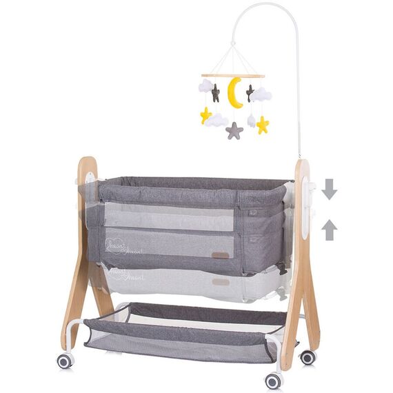 Patut Co-Sleeper Chipolino Heart 2 Heart graphite, Culoare: Gri, Dimensiuni: 90x50 - poza 4 - ExclusivMAG.ro
