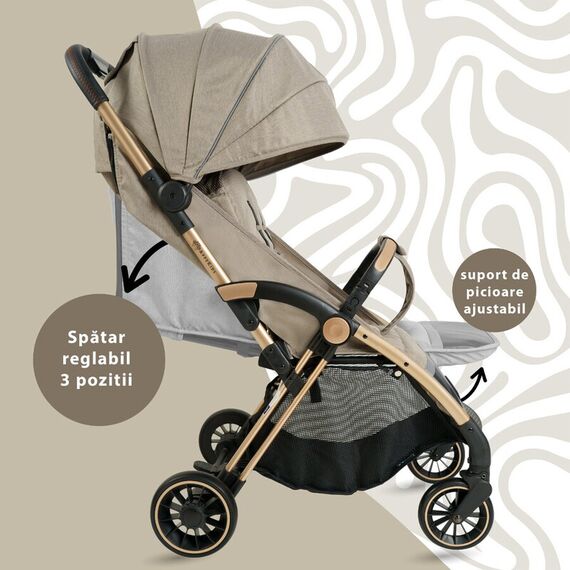 Carucior Sport AppeKids Upp, De la nastere la 22kg - Bubble Beige, Culoare: Crem, Model: sport - poza 3 - ExclusivMAG.ro