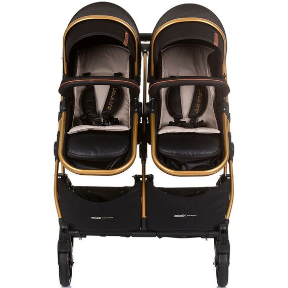 Carucior gemeni Chipolino Duo Smart 2 in 1 obsidian gold, Culoare: Negru/Auriu, Model: gemeni - poza 9 - ExclusivMAG.ro