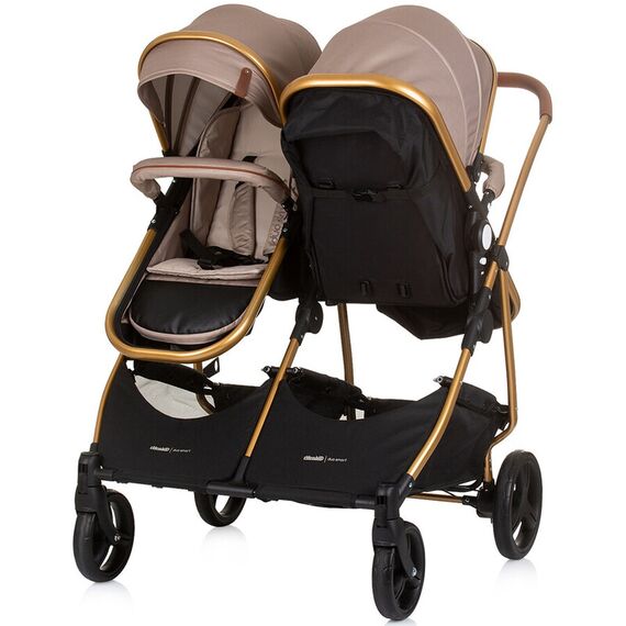 Carucior gemeni Chipolino Duo Smart 3 in 1 golden beige, Culoare: Crem, Model: gemeni - poza 6 - ExclusivMAG.ro