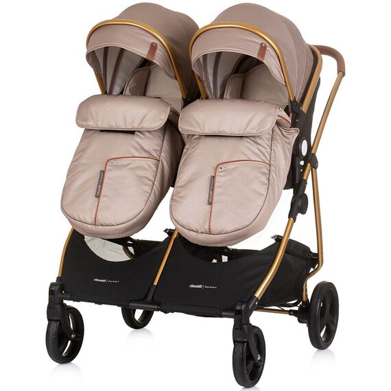 Carucior gemeni Chipolino Duo Smart 3 in 1 golden beige, Culoare: Crem, Model: gemeni - poza 9 - ExclusivMAG.ro
