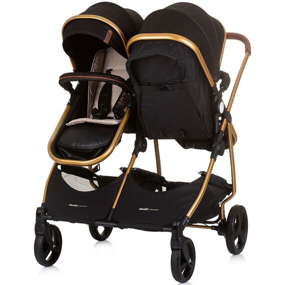 Carucior gemeni Chipolino Duo Smart 2 in 1 obsidian gold, Culoare: Negru/Auriu, Model: gemeni - poza 5 - ExclusivMAG.ro
