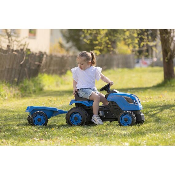 Tractor cu pedale si remorca Smoby Farmer XL albastru, Culoare: Albastru - poza 8 - ExclusivMAG.ro