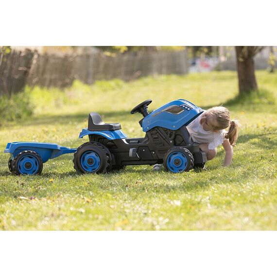 Tractor cu pedale si remorca Smoby Farmer XL albastru, Culoare: Albastru - poza 7 - ExclusivMAG.ro
