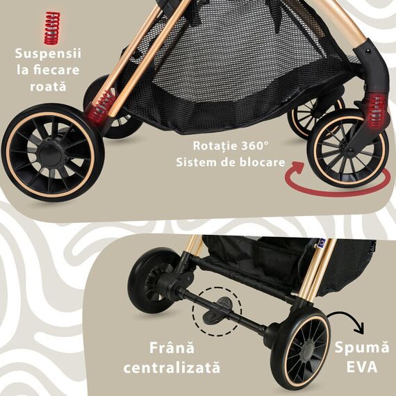 Carucior Sport AppeKids Upp, De la nastere la 22kg - Jet Black, Culoare: Negru, Model: sport - poza 6 - ExclusivMAG.ro