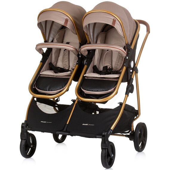 Carucior gemeni Chipolino Duo Smart 3 in 1 golden beige, Culoare: Crem, Model: gemeni - poza 8 - ExclusivMAG.ro