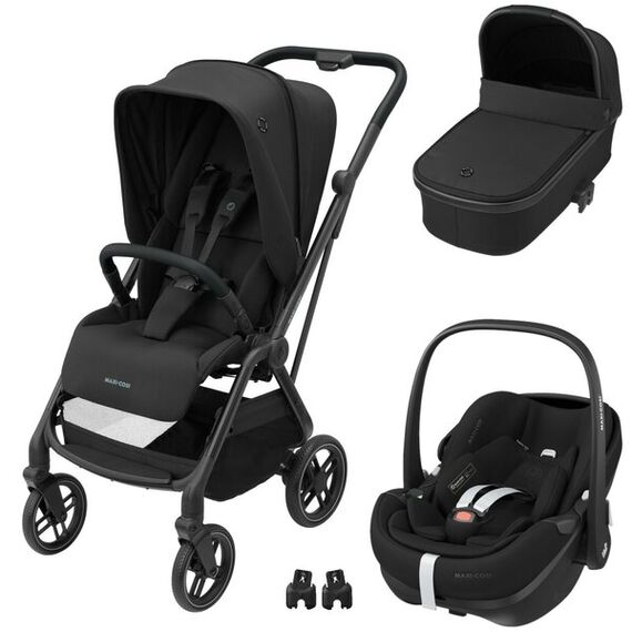 Sistem 3in1 Maxi-Cosi Leona2 + Oria + Pebble 360 PRO2 ESSENTIAL BLACK, Culoare: Negru, Model: 3 in 1  - ExclusivMAG.ro