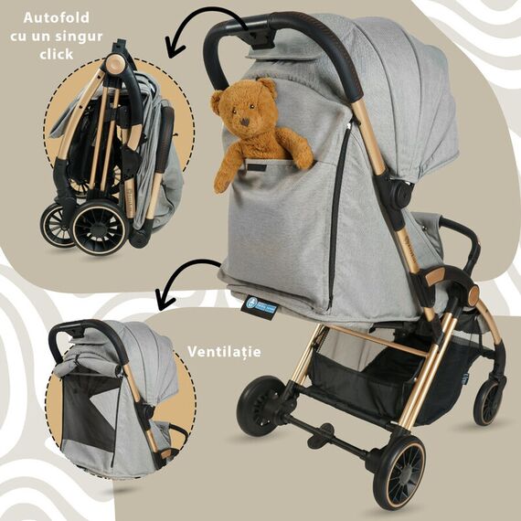 Carucior Sport AppeKids Upp, De la nastere la 22kg - Powder Grey, Culoare: Gri, Model: sport - poza 4 - ExclusivMAG.ro