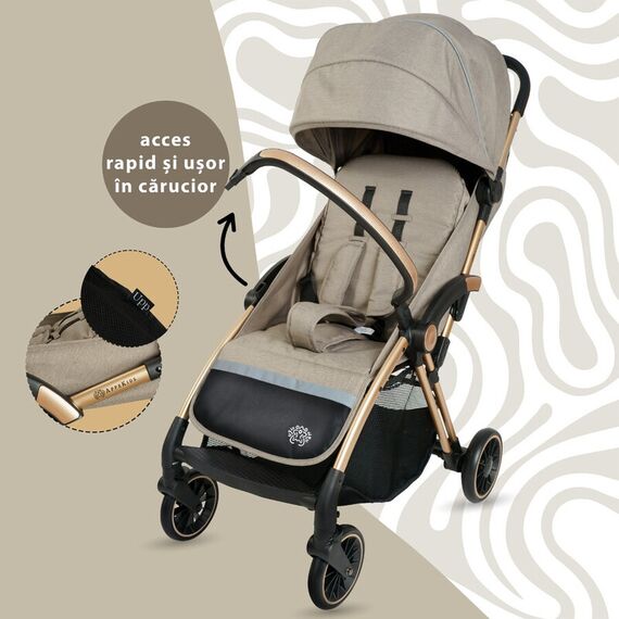 Carucior Sport AppeKids Upp, De la nastere la 22kg - Bubble Beige, Culoare: Crem, Model: sport - poza 5 - ExclusivMAG.ro